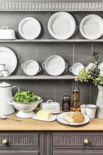 KitchenCraft Kaffeekanne Living Nostalgia in weiß/grau, Emaille, 30 x 18 x 18 cm 3