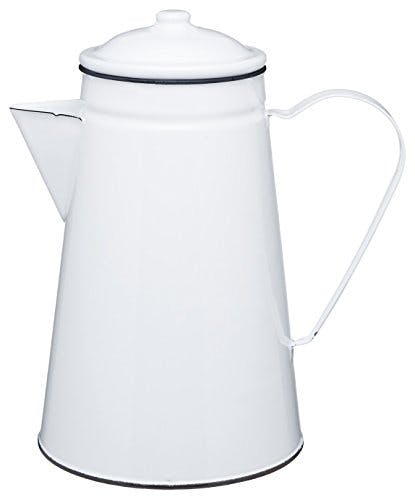 KitchenCraft Kaffeekanne Living Nostalgia in weiß/grau, Emaille, 30 x 18 x 18 cm