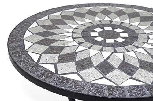 Kobolo Mosaiktisch Gartentisch Metall - H70 cm x D60 cm - grau 3
