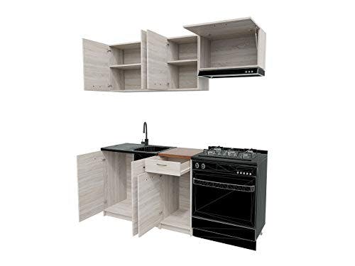 Küche Mela 180/120 cm, Küchenblock/Küchenzeile, 5 Schrank-Module frei kombinierbar (Sonoma Eiche/Petra Beige) 1