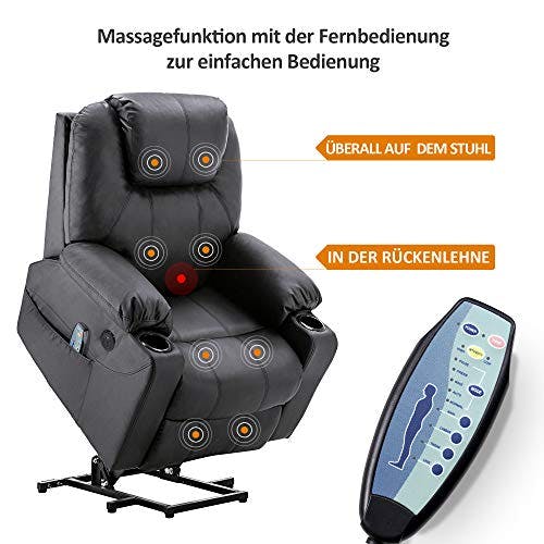 MCombo elektrische Aufstiegshilfe, TV-Sessel, Ruhestuhl, Massage, Heizung, elektrisch verstellbare USB-Anschluss 3