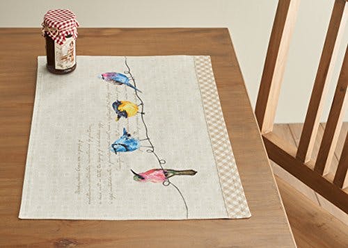 Maison d'Hermine Tischsets, 100% Baumwolle, 4er-Set, 33 cm x 48 cm, dekorative, waschbare Ostern Tischsets für Abendessen, Camping, Birdies On Wire – Frühling/Sommer 1