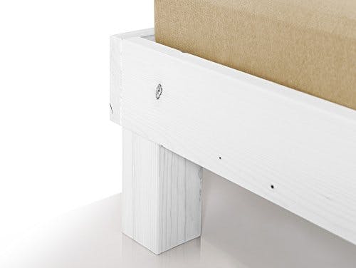 Massivholzbett Pumba Holzbett Doppelbett, Material Massivholz, Made in Germany, 180 x 200 cm, Weiss, Standardhöhe 3