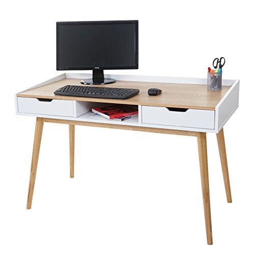 Mendler Schreibtisch HWC-A70, Computertisch Bürotisch, 120x55cm MDF Esche-Optik 1