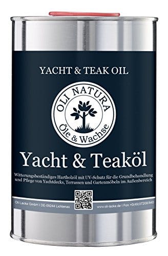 OLI-NATURA Yacht &amp; Teaköl 1 Liter - Premium UV-Schützendes, Tiefenwirksames Holzöl für Außenanwendungen, geeignet für Akazie, Eiche, Douglasie und mehr, Farbe: Natur