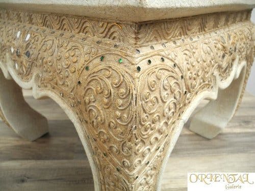 Oriental Galerie Opiumtisch Beistelltisch Couchtisch 50 x 50cm Thailand Tisch Holz Weiß Antik 2