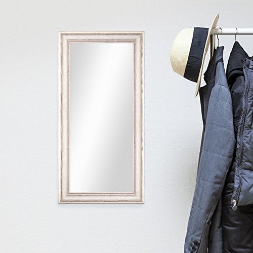 PHOTOLINI Wand-Spiegel 40x70 cm im Massivholz-Rahmen Landhaus-Stil Weiss/Spiegelfläche 30x60 cm 0