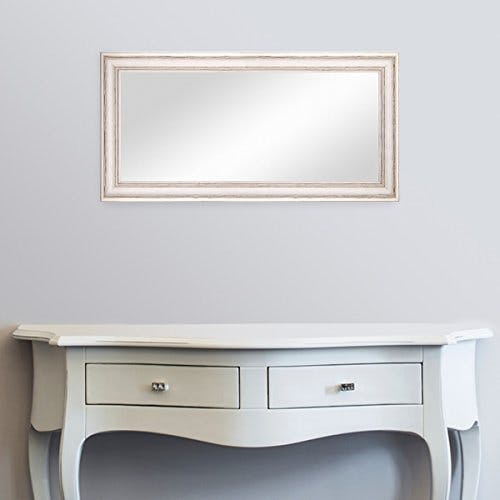 PHOTOLINI Wand-Spiegel 40x70 cm im Massivholz-Rahmen Landhaus-Stil Weiss/Spiegelfläche 30x60 cm 2