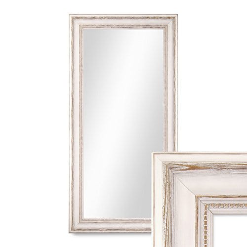 PHOTOLINI Wand-Spiegel 40x70 cm im Massivholz-Rahmen Landhaus-Stil Weiss/Spiegelfläche 30x60 cm