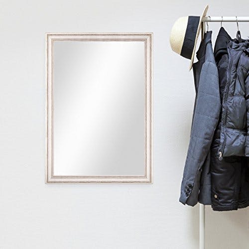 PHOTOLINI Wand-Spiegel 60x80 cm im Massivholz-Rahmen Landhaus-Stil Weiss/Spiegelfläche 50x70 cm 1