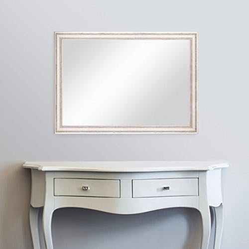 PHOTOLINI Wand-Spiegel 60x80 cm im Massivholz-Rahmen Landhaus-Stil Weiss/Spiegelfläche 50x70 cm 2
