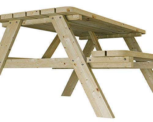 PLATAN ROOM Picknick Sitzgruppe aus Holz 170 cm Tisch Bank Kiefernholz massiv 35 mm Bierbank stabil und robust 0