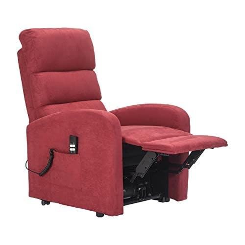 POLTRONE ITALIA Jessica1 Sessel mit aufstehhilfe Medizinisches Gerät 4 Räder Mikrofedersitz Flauschige fernsehsessel elektrisch schlafsessel Rot 1