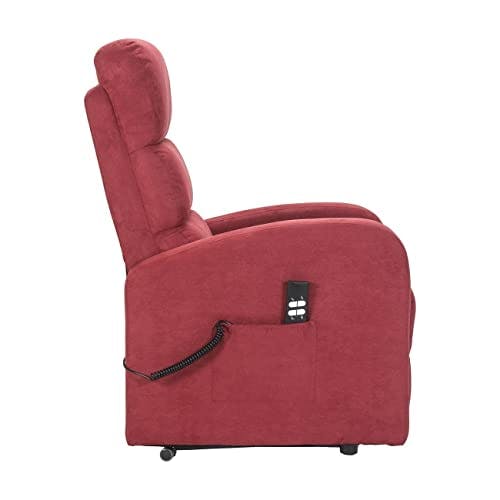 POLTRONE ITALIA Jessica1 Sessel mit aufstehhilfe Medizinisches Gerät 4 Räder Mikrofedersitz Flauschige fernsehsessel elektrisch schlafsessel Rot 3