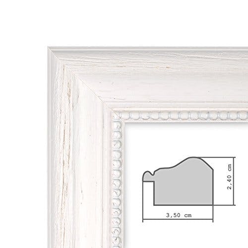 Bilderrahmen Landhaus-Stil Weiss 21x30 cm/DIN A4 Massivholz mit Glasscheibe und Zubehör/Fotorahmen 1