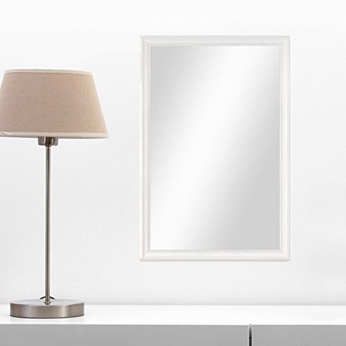 PHOTOLINI Wand-Spiegel 46x66 cm im Holzrahmen Landhaus-Stil Weiss/Spiegelfläche 40x60 cm 0