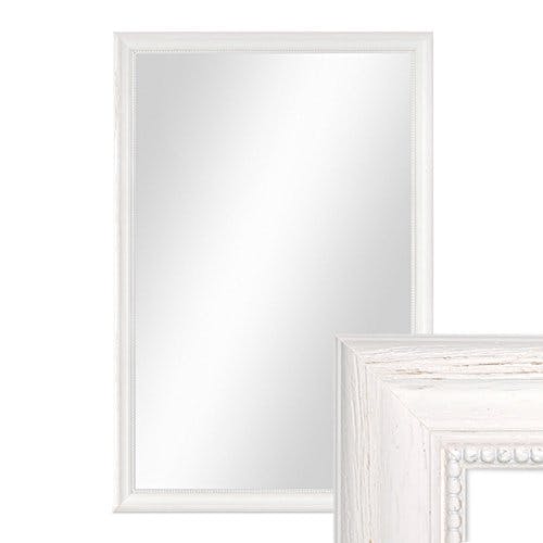 PHOTOLINI Wand-Spiegel 46x66 cm im Holzrahmen Landhaus-Stil Weiss/Spiegelfläche 40x60 cm
