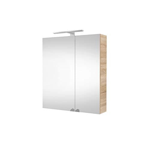 Planetmöbel Spiegelschrank Badezimmer mit LED Beleuchtung 60 cm (Sonoma Eiche)