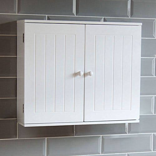 Vida Designs Badezimmerschrank mit 2 Türen, Wandmontage, mit Aufbewahrungsfach, weiß