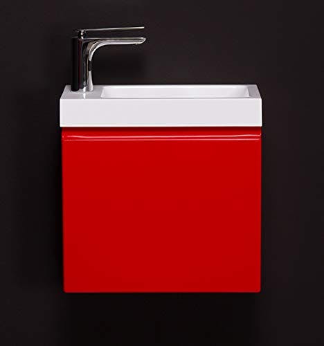 Quentis Badmöbel Gäste-WC Set Faros 40 cm, Waschbecken mit Unterschrank (rot glänzend) 1