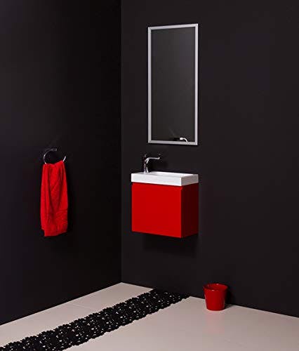 Quentis Badmöbel Gäste-WC Set Faros 40 cm, Waschbecken mit Unterschrank (rot glänzend) 2