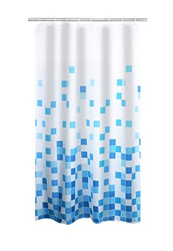 RIDDER Duschvorhang Textil, Stoff, blau, 200 x 180 x 0,02 cm 0