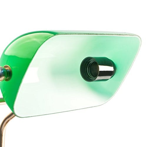 Relaxdays Bankerlampe, neigbarer Glasschirm, Holzfuß, E27-Fassung, Schreibtischlampe Retro, Bibliothekslampe, grün-braun, 42 x 26 x 25 cm 3