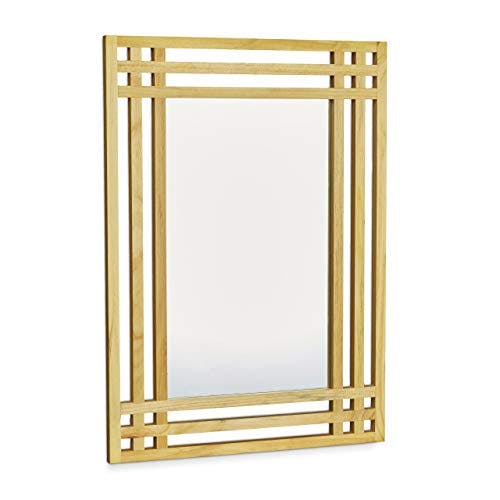 Relaxdays Spiegel aus Kiefernholz H x B x T: ca. 70 x 50 x 2 cm Wandspiegel fürs Bad zum Aufhängen großer Badezimmerspiegel mit Rahmen aus Holz als Badspiegel und Deko-Spiegel Holzrahmenspiegel, natur 1