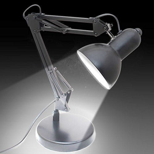 GOODS+GADGETS Retro Arbeitsplatzlampe Leselampe Schreibtischlampe Tischlampe Arbeitsplatz-leuchte Schreibtisch-Leuchte Nachttischleuchte mit Gelenk-Arm aus Metall inkl. LED Glühbirne 1