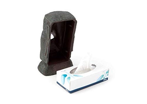Rotary Hero Moai-Taschentuchspender - Servietten-Taschentuchbox mit Moai-Figur - Dekorativer Taschentuchhalter für Küche, Bad und Schlafzimmer - 18 x 14,5 x 32 cm 0