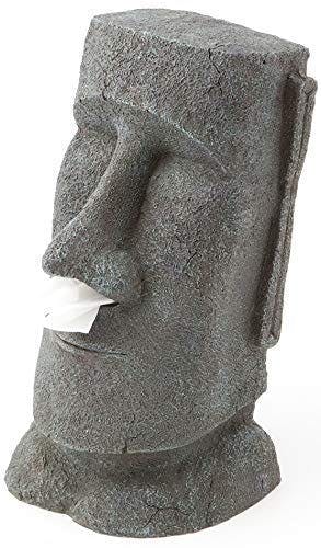 Rotary Hero Moai-Taschentuchspender - Servietten-Taschentuchbox mit Moai-Figur - Dekorativer Taschentuchhalter für Küche, Bad und Schlafzimmer - 18 x 14,5 x 32 cm