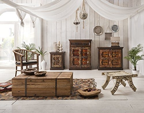 SIT-Möbel Almirah 5109-30 koloniale Kommode, 2 Türen, recyceltes Holz, Metallapplikationen, 100x45x90 cm 3