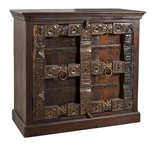 SIT-Möbel Almirah 5109-30 koloniale Kommode, 2 Türen, recyceltes Holz, Metallapplikationen, 100x45x90 cm
