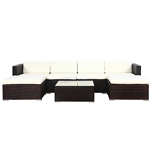SVITA Lugano Poly Rattan Lounge Garten-Set XXL Sofa-Set Garnitur Gartenmöbel Couch-Set (XXL, Braun) 0