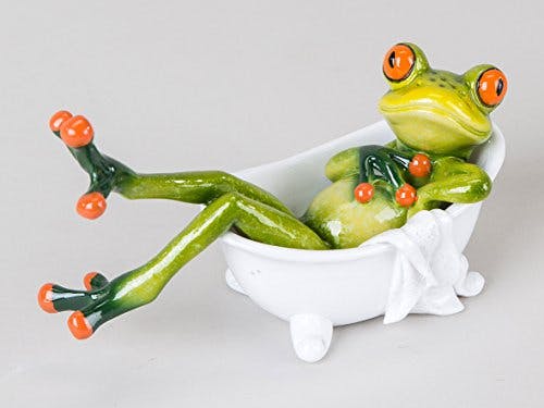 Süßer Frosch in Badewanne Deko Figur Dekofigur Dekoration Zierfigur Wanne Bad