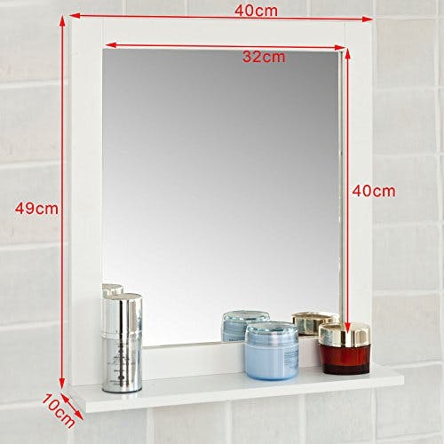 SoBuy® FRG129-W Spiegel Wandspiegel Badspiegel mit Ablage weiß BHT: 40x49x10cm 1