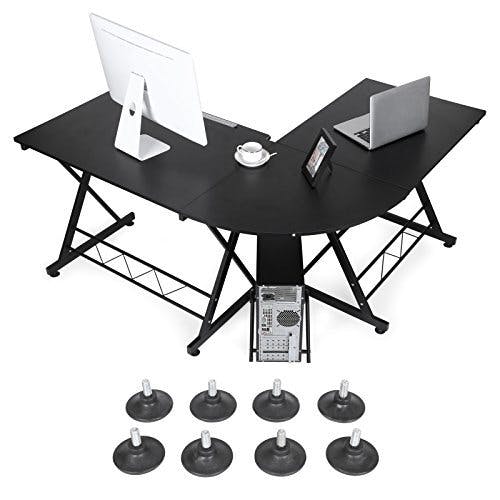 VASAGLE Schreibtisch, großer Computertisch, L-förmiger Eckschreibtisch, PC-Tisch, platzsparend, einfache Montage, 138 x 150 x 75 cm, schwarz LCD402B 2