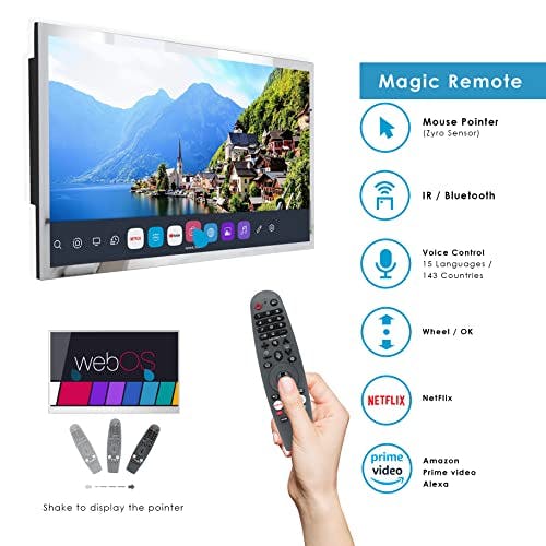 Soulaca 22-Zoll-Spiegelfernseher für Badezimmer, WebOS Smart TV 1080P Digital/Analog-Tuner DVB-C/S/ S2/ T/ T2,Netflix, Alexa-Sprachsteuerung, Wi-Fi und Bluetooth,2023 Modell 2