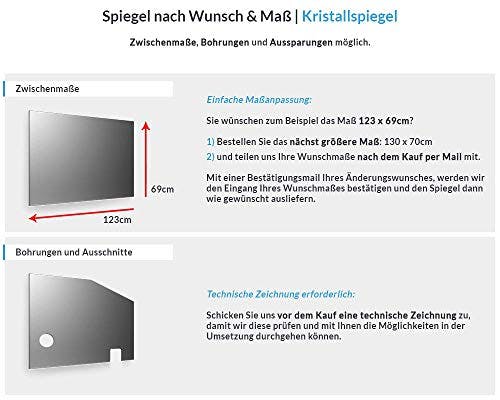 Spiegel ID Cristal: KRISTALLSPIEGEL 40x60 cm (Breite x Höhe) - nach Wunsch anpassen - Made in Germany - Spiegel Badspiegel ohne Beleuchtung rahmenloser Spiegel 3