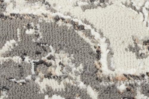 TAPISO Valley Teppich Kurzflor Hellgrau Grau Vintage Rosette Ornamental Meliert Used Effekt Wohnzimmer Schlafzimmer ÖKO-TEX 200 x 300 cm 1