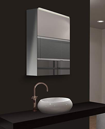 Talos Mirage Spiegelschrank 50 x 60 cm - Spiegelschrank Bad mit LED Beleuchtung - hochwertiger Aluminiumkorpus - Badezimmerspiegelschrank mit neutral weißer Lichtfarbe
