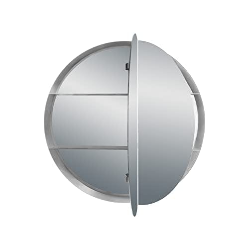 Talos Spiegelschrank Bad rund Ø 60 cm - Badezimmer Spiegelschrank mit hochwertigem Aluminium Korpus - Bad Spiegelschrank mit Zwei Glaseinlegeböden 2