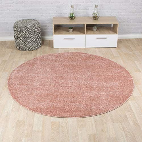 Taracarpet Kurzflor-Designer Uni Teppich extra weich fürs Wohnzimmer, Schlafzimmer, Esszimmer oder Kinderzimmer Gala rosa 250x250 cm rund