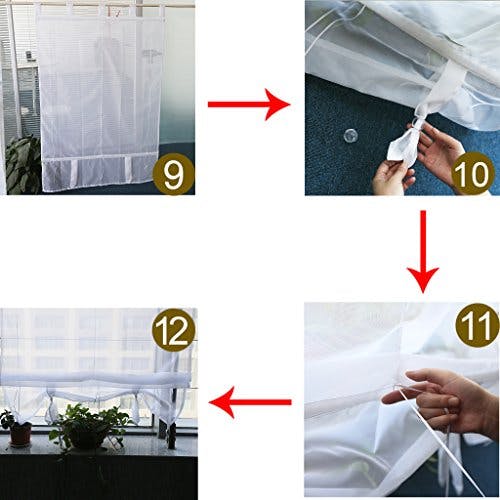 Yujiao Mao Transparente Raffrollo mit Schlaufen Gardinen Fensterrollo Leichte luftige Fensterdekoration für Wohnzimmer 1er-Pack H*B 155 * 100cm Weiß 3