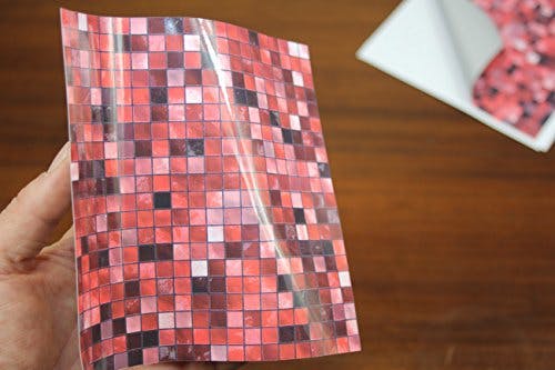24 stück Fliesenaufkleber für Küche und Bad (Tile Style Decals 24xTP3-6"-Red) | Mosaik Wandfliese Aufkleber für 15x15cm Fliesen | Deko Fliesenfolie für Küche u. Bad (15cm 24 stück, Rot) 2