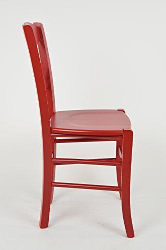 t m c s Tommychairs - 2er Set Stühle Cross für Küche und Esszimmer, robuste Struktur aus lackiertem Buchenholz im Farbton Rot und Sitzfläche aus lackiertem Holz in der Farbe Rot 1