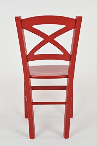 t m c s Tommychairs - 2er Set Stühle Cross für Küche und Esszimmer, robuste Struktur aus lackiertem Buchenholz im Farbton Rot und Sitzfläche aus lackiertem Holz in der Farbe Rot 3