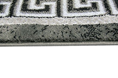 Teppich-Traum FLURLÄUFER Orientteppich mit Glitzergarn | Bordüre &amp; Verzierungen in Kreisform | grau anthrazit Creme Größe 80x150 cm 3