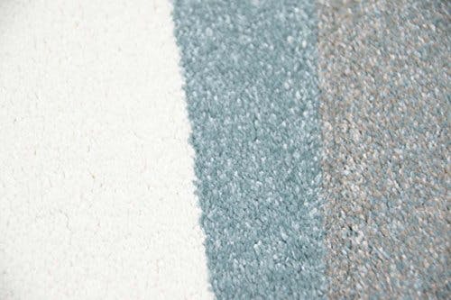 Traum Teppich Designerteppich Moderner Teppich Wohnzimmerteppich Kurzflor Teppich mit Konturenschnitt Gestreift Grau Blau Weiß, Größe 120x170 cm 3