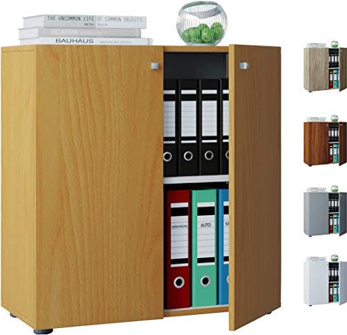 VCM Büroschrank Aktenschrank Bücherregal Universal Ordner Schrank Regal Weiß 70 x 70 x 39 cm "Vandol Mini" 1